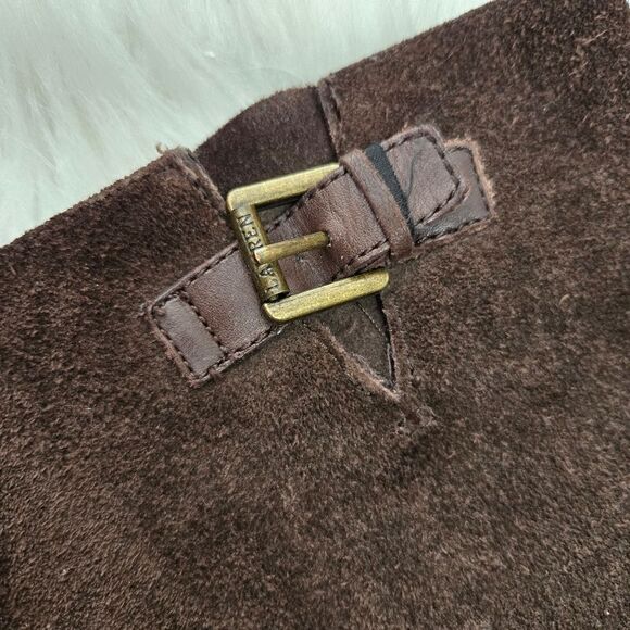 LAUREN Ralph Lauren McLeod Brown Leather Suede Riding Style Boot w/ Bridle 5.5 - Picture 5 of 15